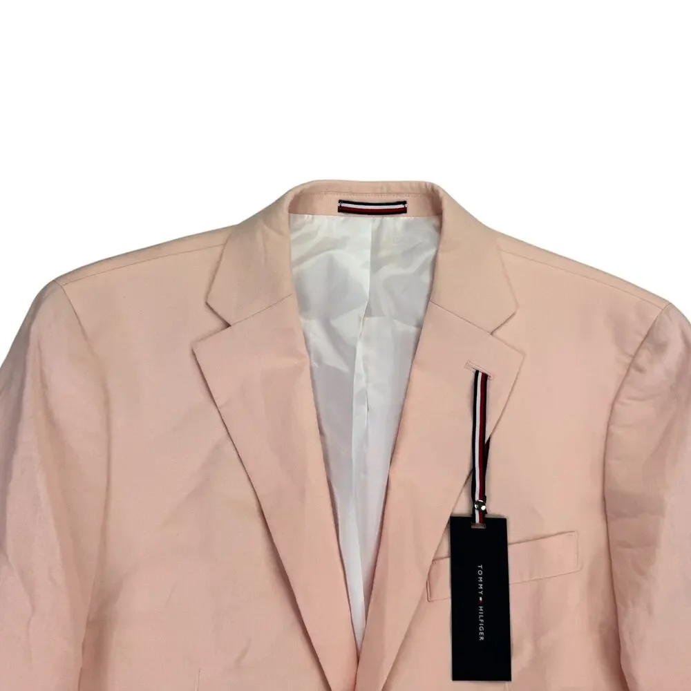 Tommy Hilfiger Mens Conrad Modern Fit Linen Blend Sport Coat Pink 40R